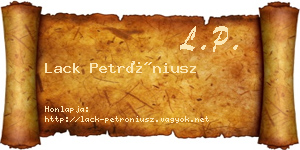 Lack Petróniusz névjegykártya